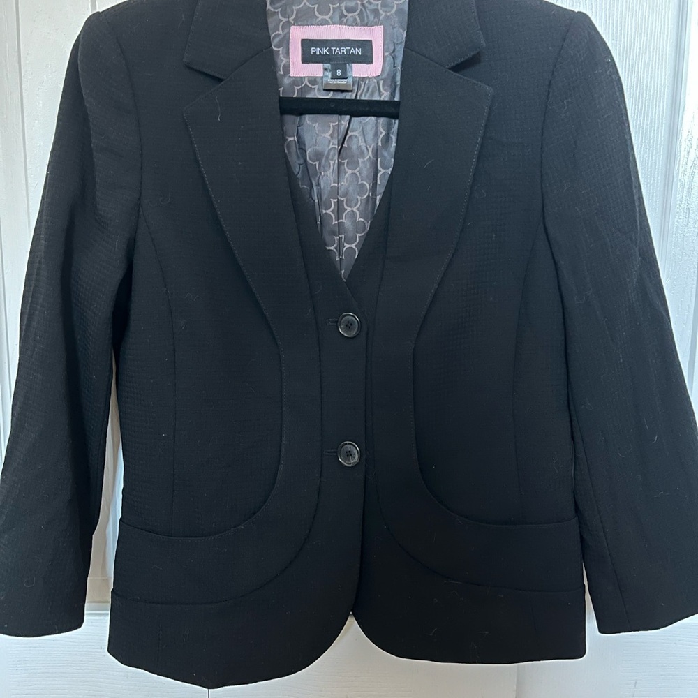 Pink Tartan Classic Black Blazer Cardigan